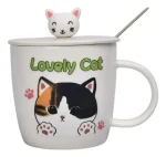 ماگ سرامیکی درب دار با قاشق فلزی | Ceramic mug with lid and metal spoon - تصویر 2