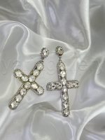 گوشواره استیل طرح صلیب | Stainless steel earrings with a cross design - تصویر 4