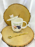 ماگ سرامیکی درب دار با قاشق فلزی | Ceramic mug with lid and metal spoon - تصویر 4