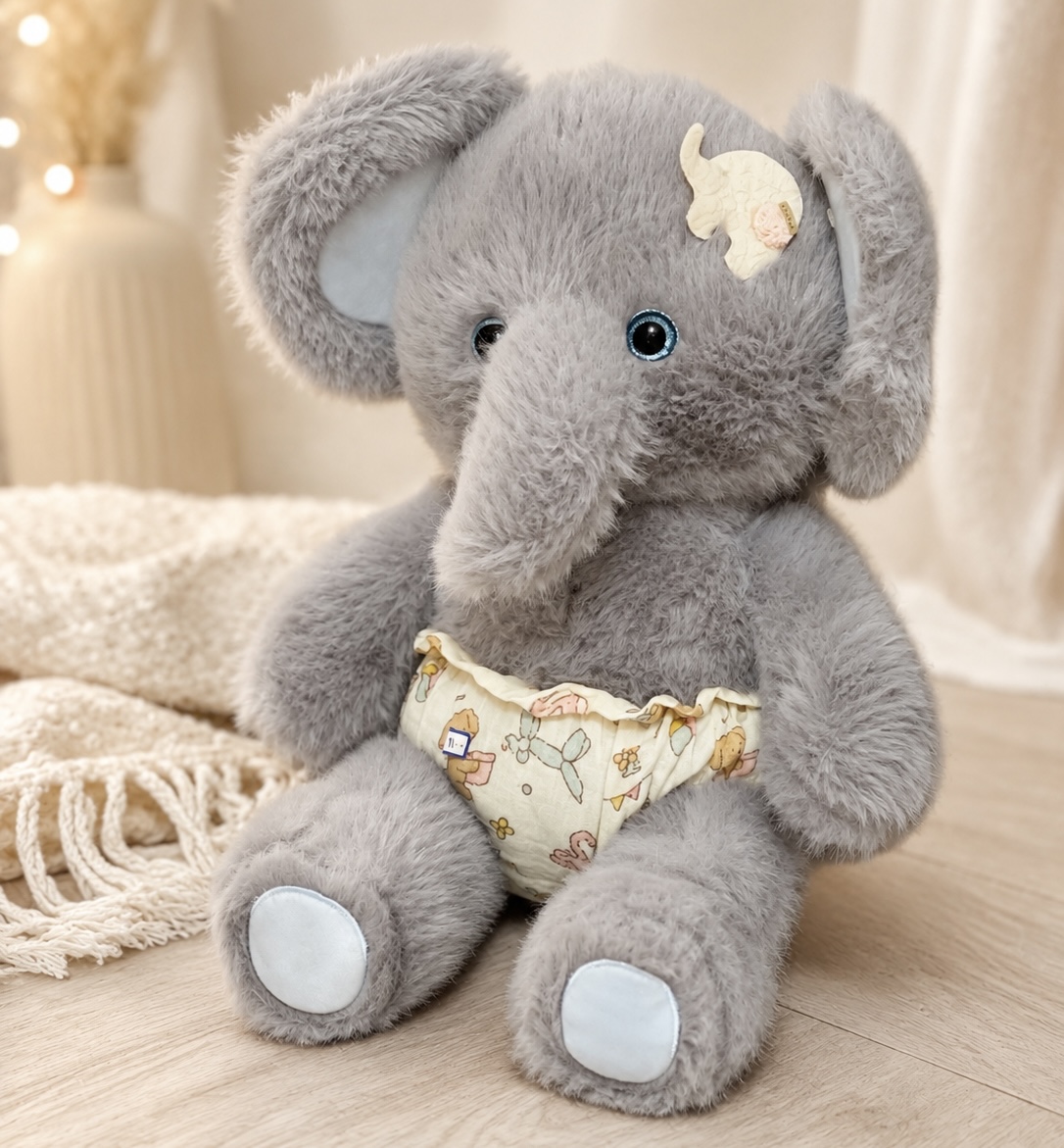 IMG_2155 عروسک پولیشی اورجینال طرح فیل شورتی | Original Plush Toy – Elephant in Shorts Design - تصویر 1