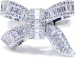 انگشتر تنظیمی استیل زنانه طرح پاپیون فول نگین | Women's Adjustable Stainless Steel Bow-Design Ring (Fully Stone-Set) - تصویر 2