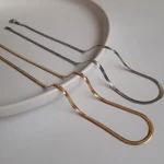 زنجیر استیل ماری هرینگبون طلایی و نقره ای | Gold and Silver Stainless Steel Herringbone Snake Chain